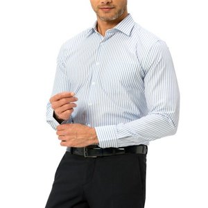 پیراهن نخی آستین بلند مردانه - ال سی وایکیکی - سفید و آبی