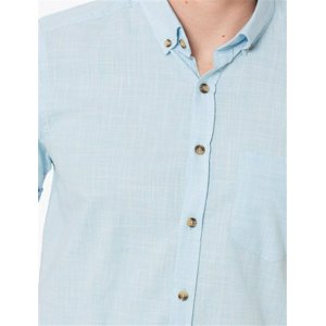 پیراهن نخی آستین کوتاه مردانه - ال سی وایکیکی - آبی روشن